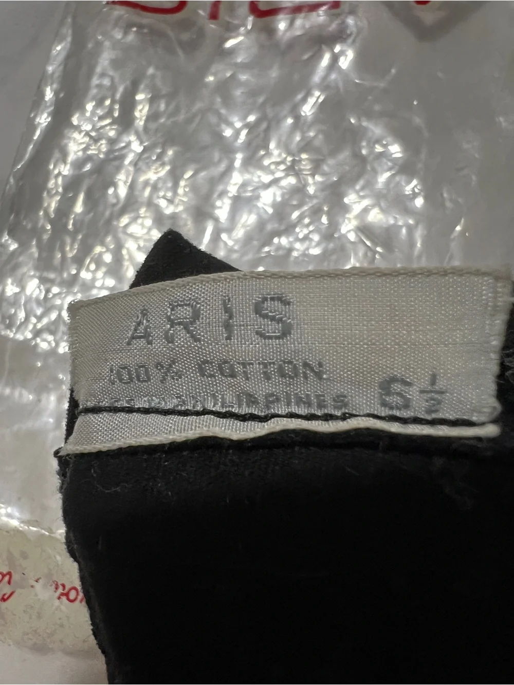 Vintage 50s-60s Aris Black Scalloped Sueded Cotton Gloves Size 6.5